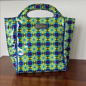 Insulated lunch tote HADAKI NWOT floral bag retro purple blue yellow red